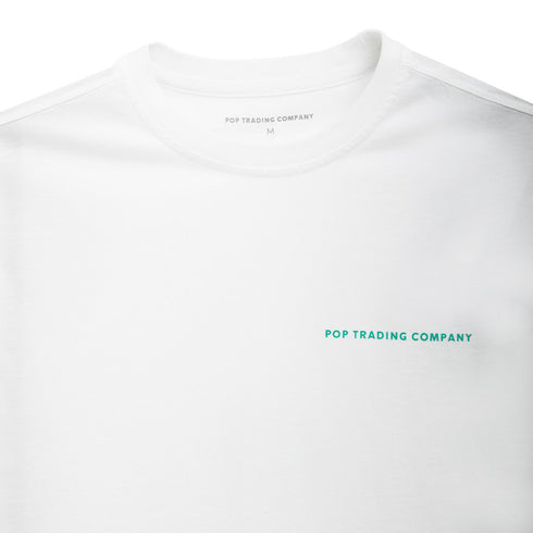 POP Trading Company Logo T-Shirt White/Peacock Green POPSS24_02-006 Degli Uberti